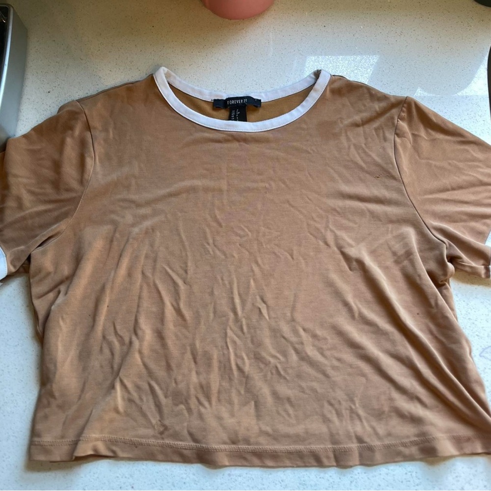 Tan Forever 21 Soft Cropped Tee